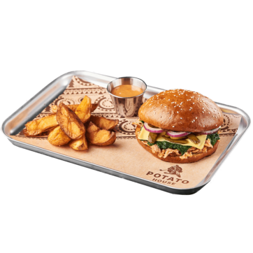 Сет Бургер класичний з розтушкованою куркою та шпинатом