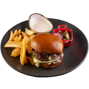 Сет Бургер з яловичиною, горгонзолою, горіхами та вишневим джемом